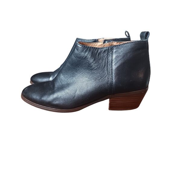 J.Crew Sawyer Ankle Boots-Black Leather-stacked wood heel size 7.5 - Picture 2 of 5